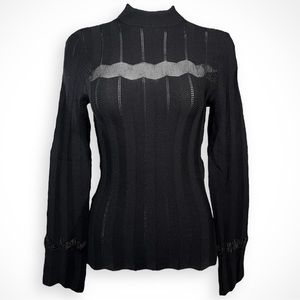 Tom Ford Black Mock Neck Scalloped Edge Knitted Sweater Top - Size XS AUTHENTIC